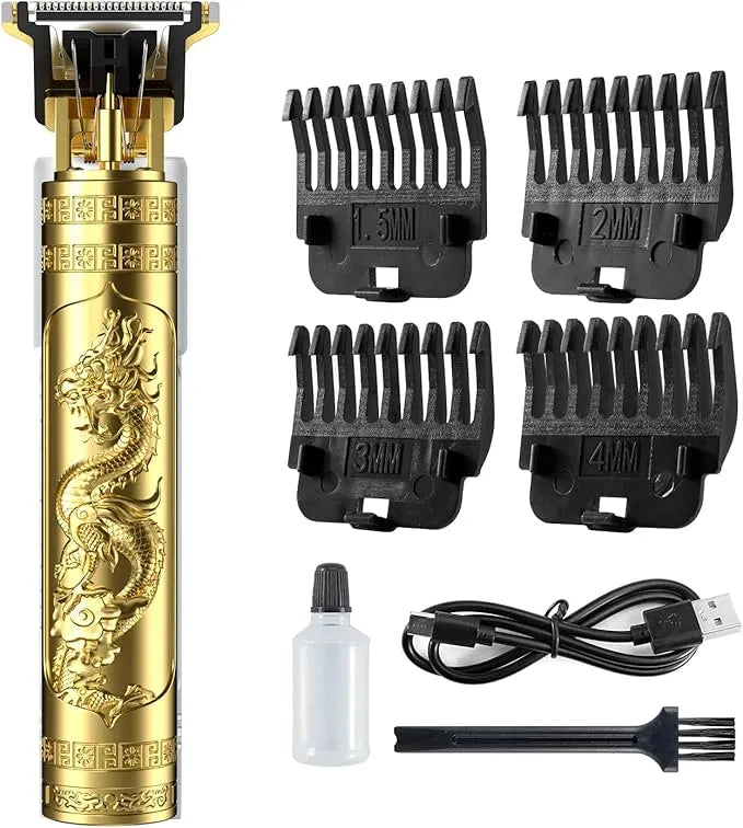 Metal Body – T9 Trimmer And Hair Clipper Cutting Machine For Men | Dragon Design | Golden Color Trimmer