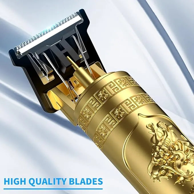 Metal Body – T9 Trimmer And Hair Clipper Cutting Machine For Men | Dragon Design | Golden Color Trimmer