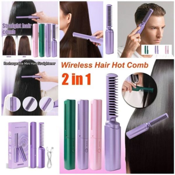 2-in-1 Hair Styling Brush, Straightener