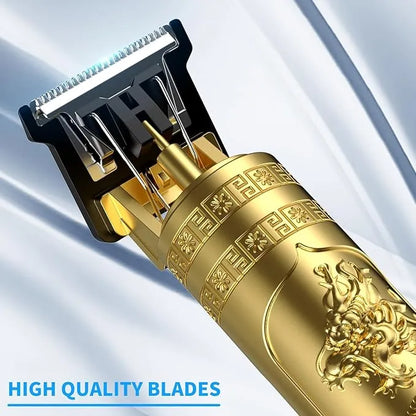 Metal Body – T9 Trimmer And Hair Clipper Cutting Machine For Men | Dragon Design | Golden Color Trimmer
