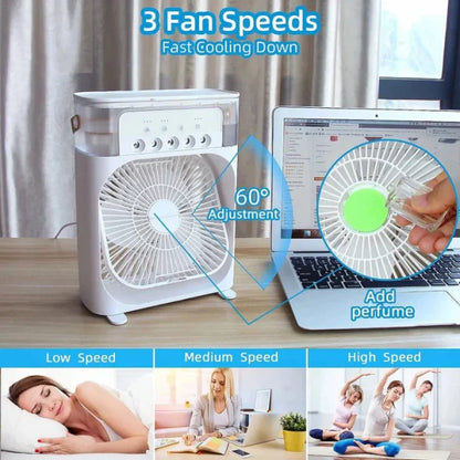 Portable Air Conditioner Fan Usb Electric Fan With Led Night Light, (random Color)
