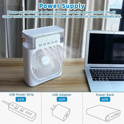 Portable Air Conditioner Fan Usb Electric Fan With Led Night Light, (random Color)